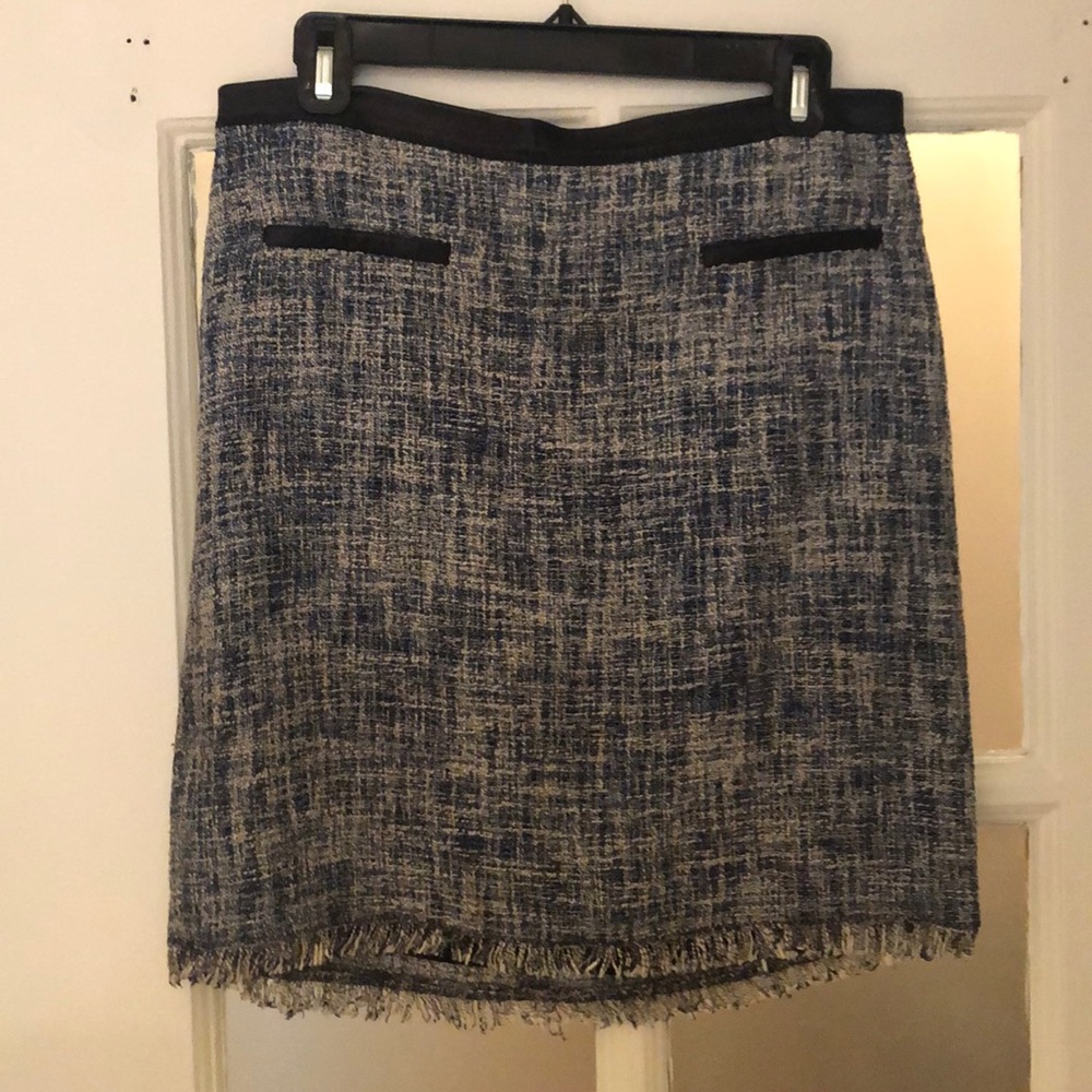 Rebecca Taylor tweed skirt with leather trim